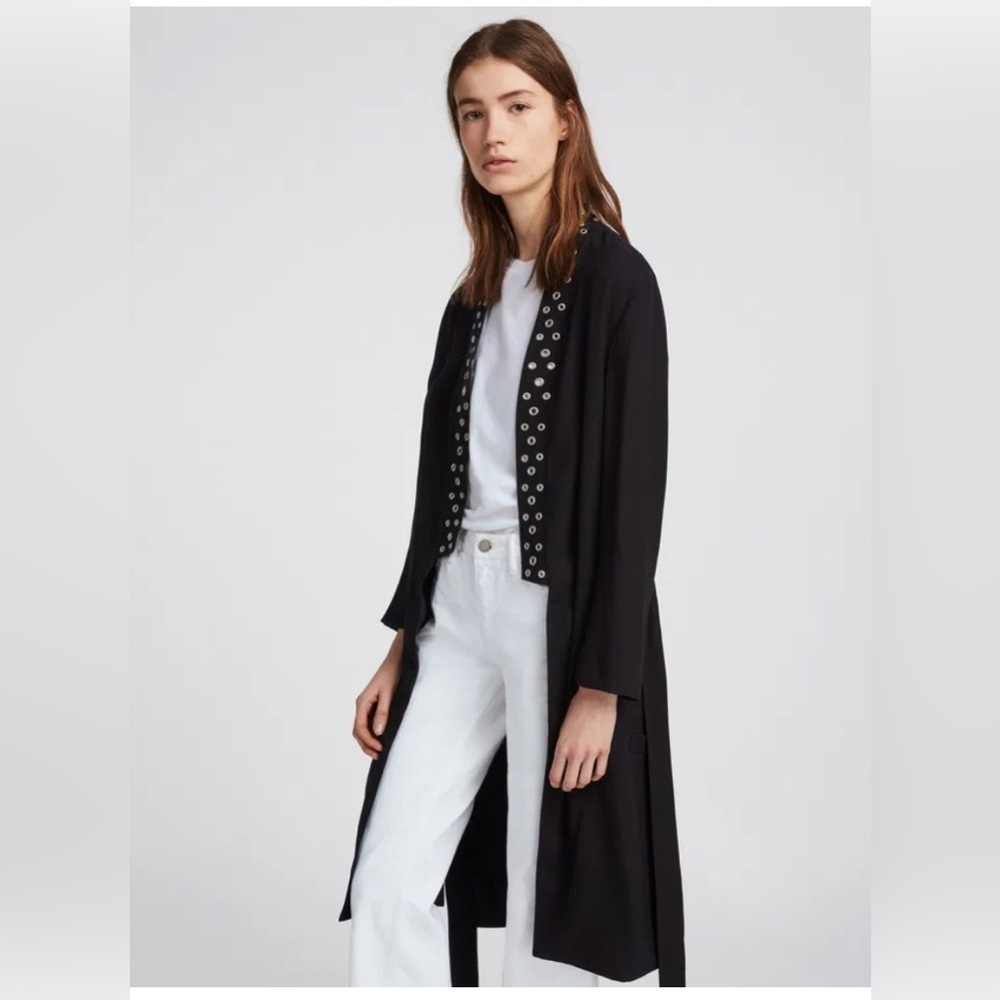 All Saints Kady Kimono Open Front Relaxed Fit Eyelet Studs Size S READ*